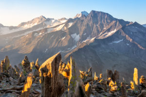 Cairns on the Peterskopfl, Ginzling, Zillertal, Tyrol, Austria Cairns on the Peterskopfl, Ginzling, Zillertal, Tyrol, Austria